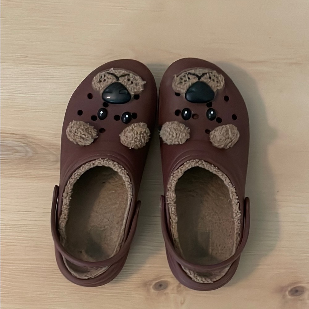 CROCS Brown Cozy Slippers with Animal Design